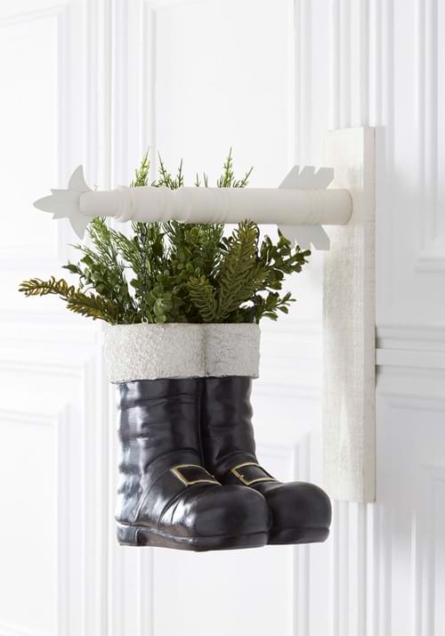 10-Inch Resin Santa Boots Container Arrow Figure - US 3487
