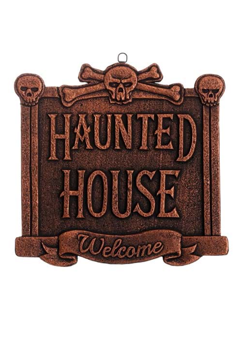 13-Inch Haunted House Welcome Sign Decoration - US 9009