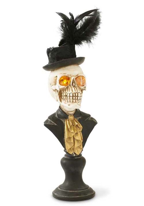 18" Skeleton Bust with LED Eyes on Pedestal Decoration - US 8937