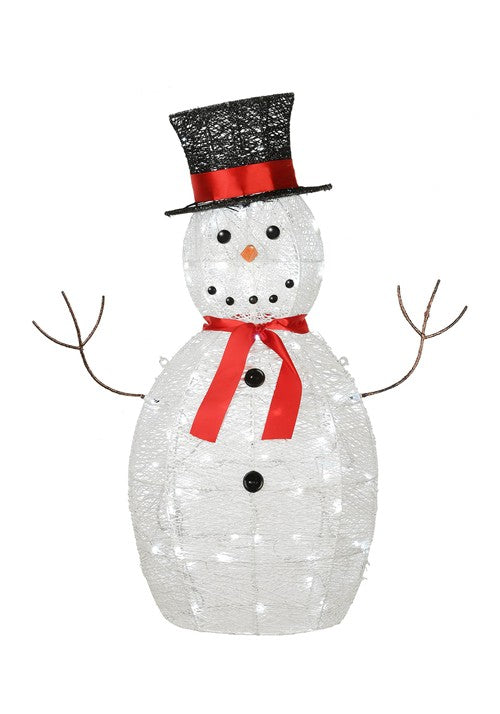 36-Inch White Light Up Sisal Snowman Decoration - US 4201