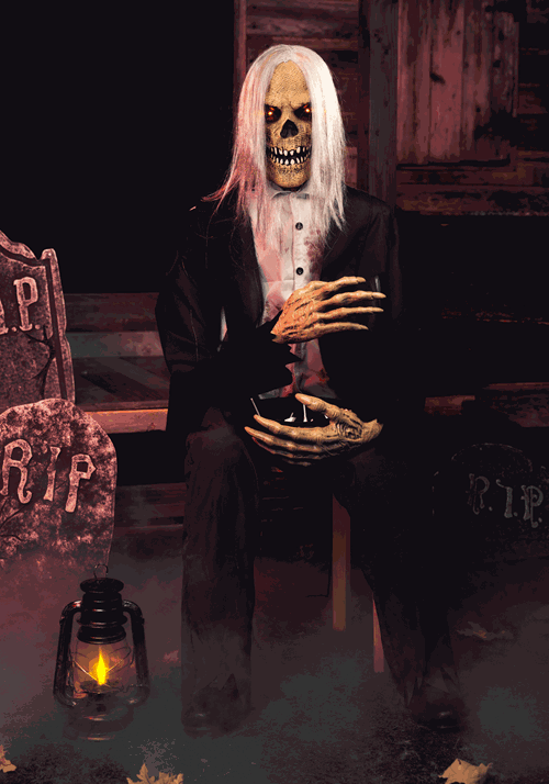 4.8FT Grabby Gutfried the Seated Zombie Animatronic Decoration - US 9258