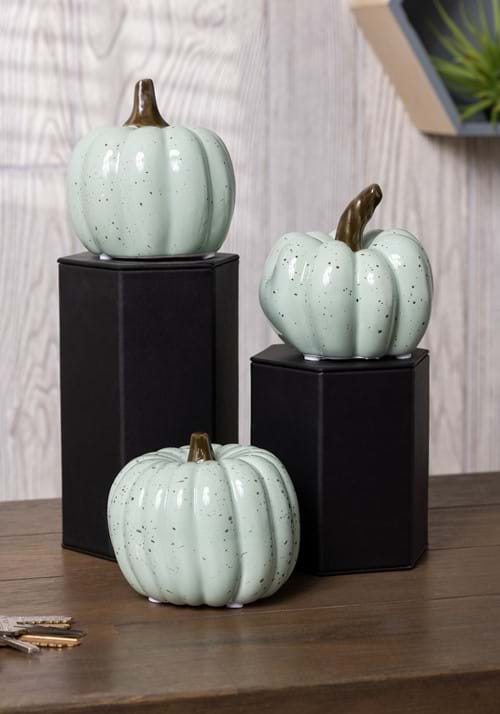 4-Inch Set of Three Mint Speckle Pumpkins Decoration - US 1427