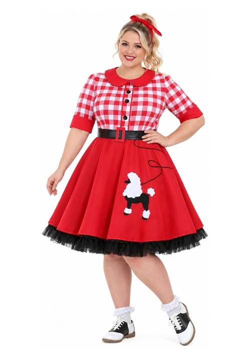 Plus Size 50s Sock Hop Darling Women's Costume Dress - US 9459