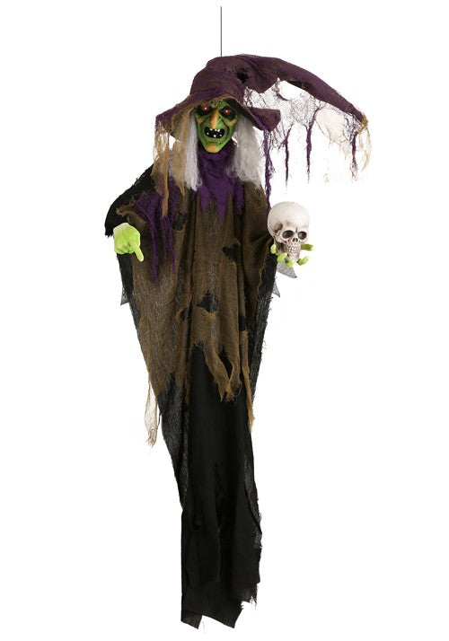 6FT Hanging Witch Animatronic Halloween Decoration - US 4085