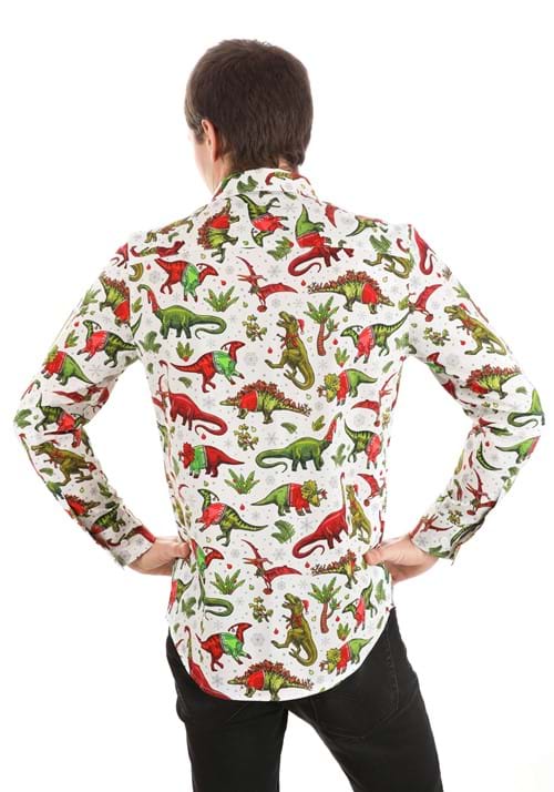 Christmas Dinosaurs Button Up Shirt for Adults - US 4516