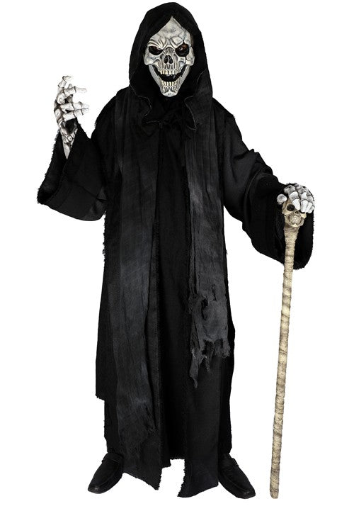 Adult Dark Reaper Coat Costume with Skull Mask and Skeleton Gloves - US 0741