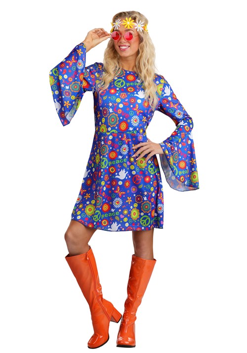 Women's Flower Power Hippie Costume Dress - US 8836
