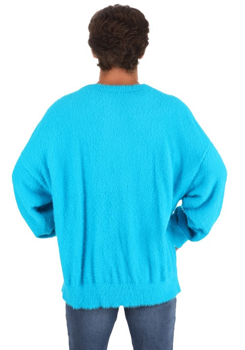 Adult Sesame Street Fuzzy Cookie Monster Oversized Sweater - US 4644