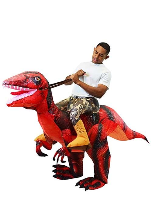 Adult Inflatable Riding-A-Red Raptor Costume - US 9384
