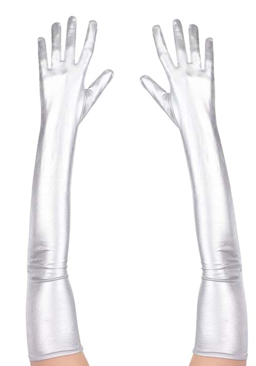 Women's Metallic Silver Opera Costume Gloves - US 4724