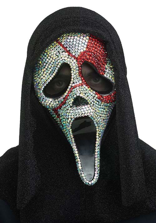 Rhinestone Bloody Bling Ghost Face Mask for Adults - US 6498