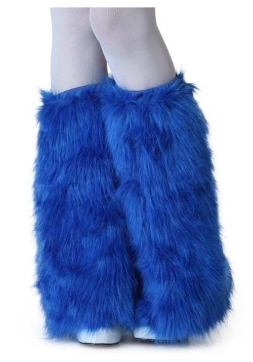Adult Royal Blue Furry Boot Covers - US 1396