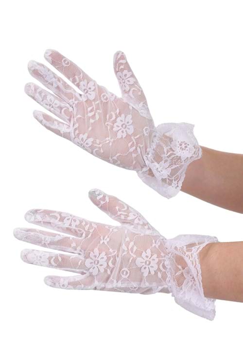 Women's Victorian White Lace Costume Gloves - US 8243