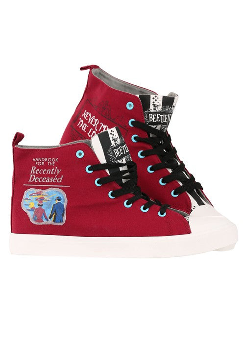 Beetlejuice Recently Deceased Maroon Sneakers for Adults - US 5778