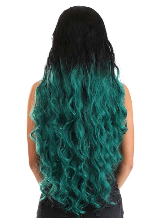 Women's Black and Green Ombre Long Wavy Costume Wig - US 7788