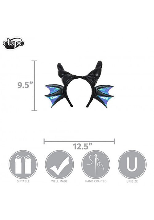 Black Stuffed Dragon Horns Costume Headband - US 6453