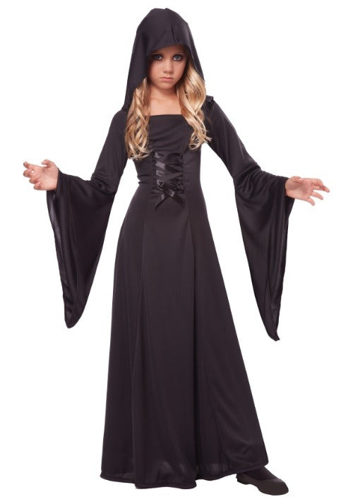 Girl's Deluxe Black Hooded Robe Costume - US 1028
