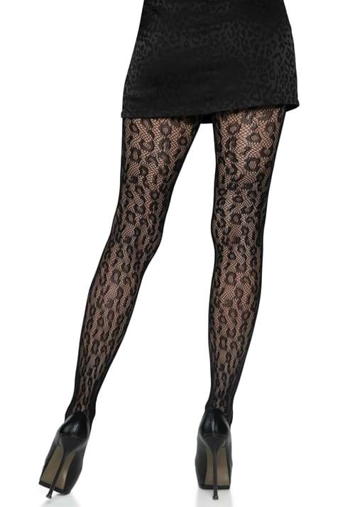 Women's Black Leopard Net Tights - US 9285