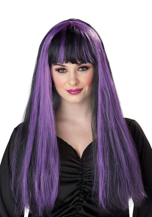 Women's Black and Purple Witch Costume Wig - US 9596