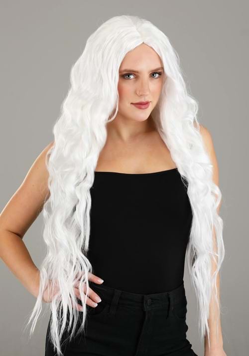 Long Bright White Wavy Wig - US 6047