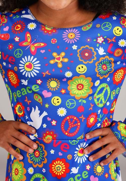 Girl's Flower Power Hippie Costume Dress - US 7475
