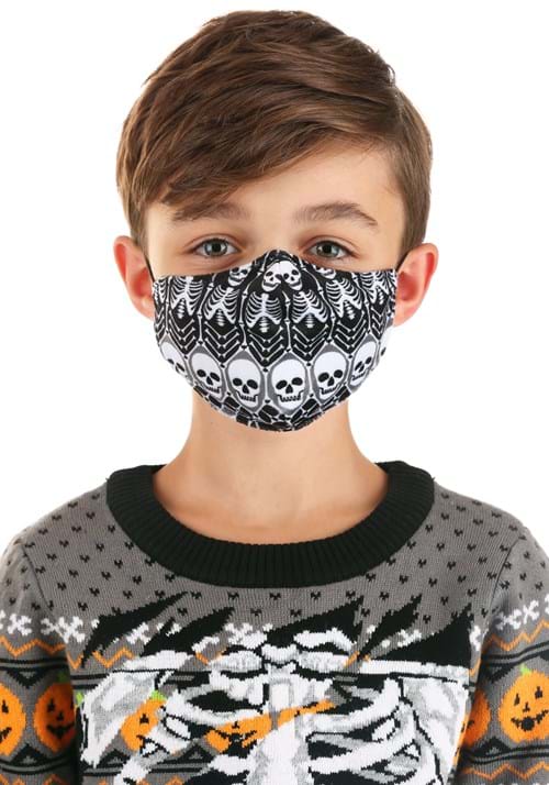 Skeleton Pattern Sublimated Kid's Face Mask - US 9973