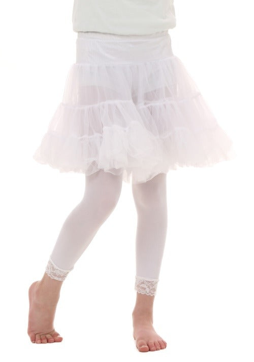 Kid's White Knee Length Crinoline - US 7670
