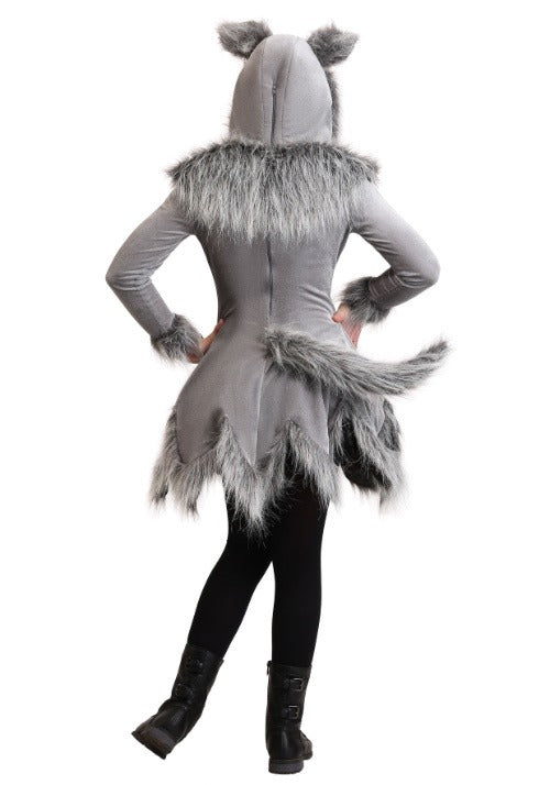 Grey Wolf Costume with Hooded Dress for Girls - US 1470