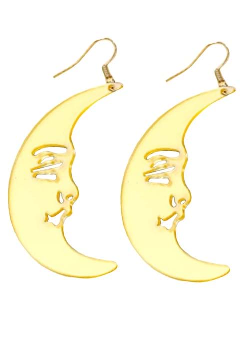 Iridescent Crescent Moon Costume Earrings - US 1994