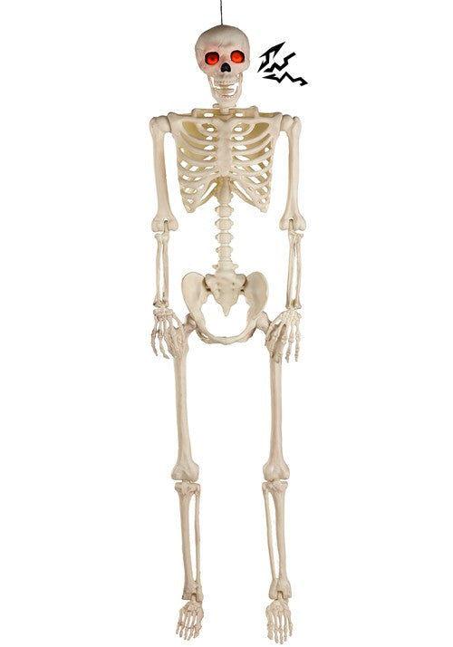 5FT Deluxe Flaming Light Up Eyes & Talking Skeleton Halloween Decoration - US 5203