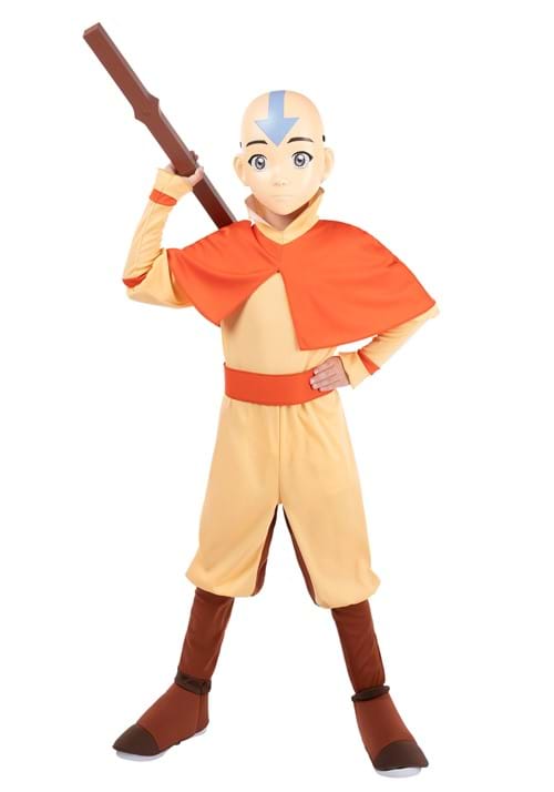 Kid's Deluxe Avatar Last Airbender Aang Costume with Staff - US 4801