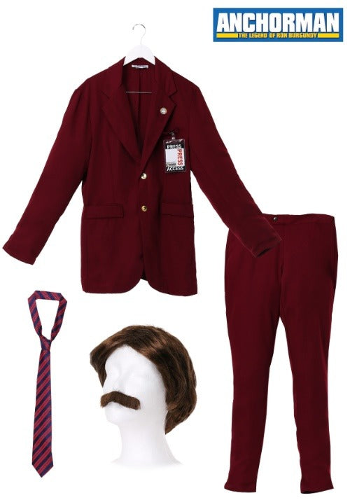 Men's Deluxe Anchorman Ron Burgundy Costume Suit - US 8082