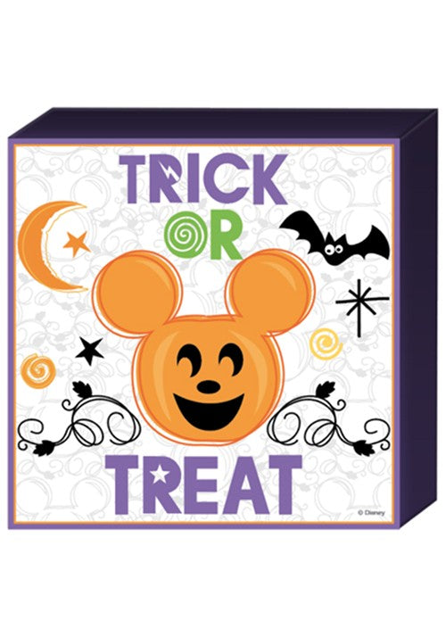 6-Inch Disney Halloween Mickey Pumpkin Trick or Treat Wooden Box Sign Decoration - US 6314