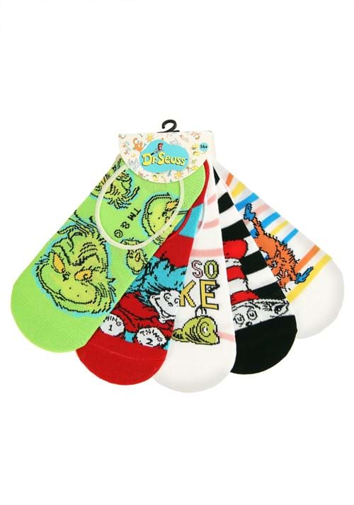 Dr. Seuss Adult No Show Sock Set 5 Pairs - US 0502