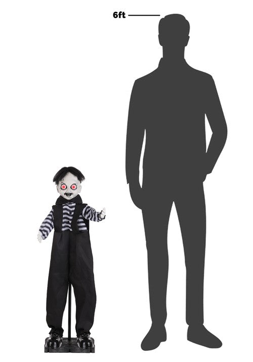 3.25FT Emile the Button-Eye Boy Animatronic Decoration - Scream Saver - US 6887