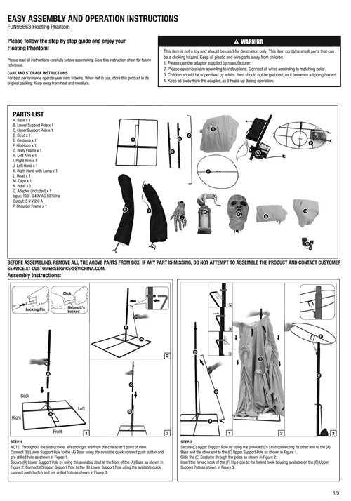 6.9FT Animatronic Frederick the Floating Phantom Halloween Decoration - US 2957