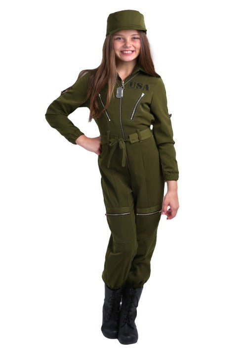Army Flightsuit Girls Costume - US 7114