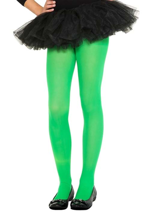 Girl's Green Opaque Tights - US 2565