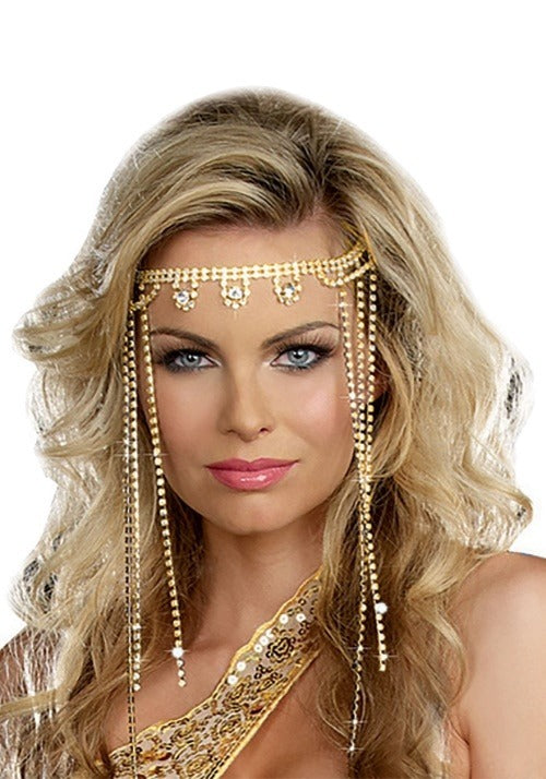 Gold Shimmering Rhinestone Headpiece for Women - US 1047