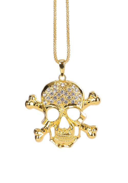 Gold Skull and Crossbones Pirate Costume Necklace - US 2499