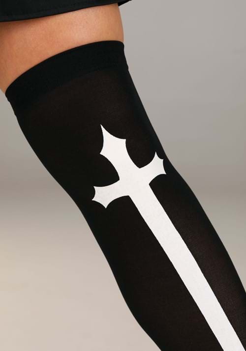 Gothic Cross Thigh High Stockings Costume Accessory - US 9032