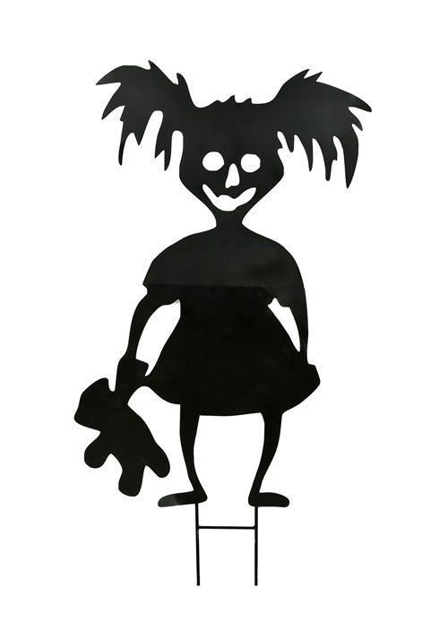38-Inch Halloween Scary Girl Holding Toy Bear Lawn Decoration - US 3541