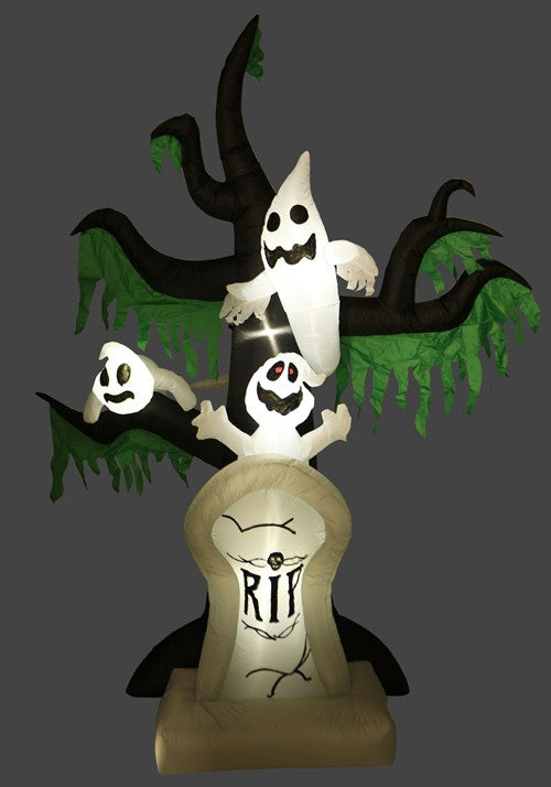 7.25FT Haunted Ghost Tree with Tombstone Inflatable Decoration - US 0531