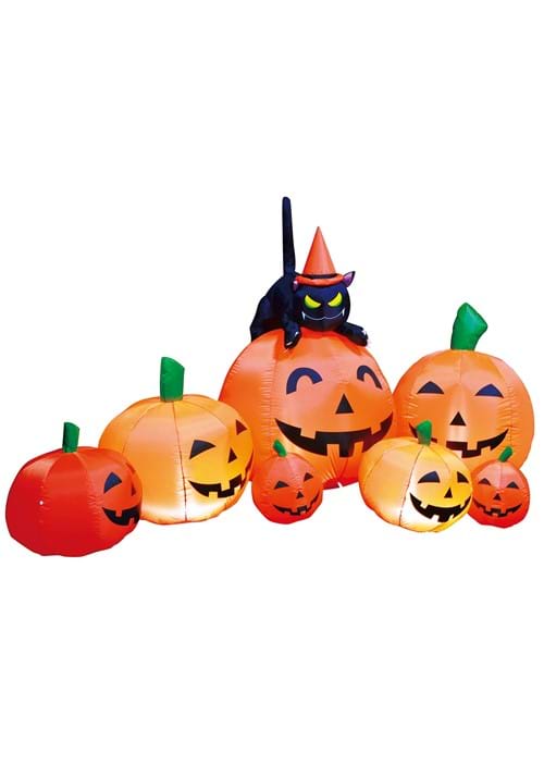 7FT Inflatable Pumpkin Patch with Cat Prop Decoration - US 5647