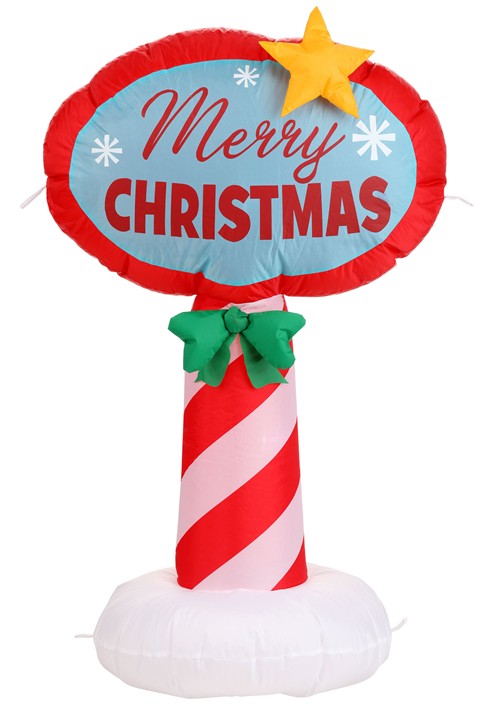 4FT Inflatable Santa Stop Here Sign Christmas Decoration - US 5716