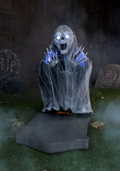 2.1FT Jump Scare Skull and Tombstone Animated Decoration - Tekky - US 0903