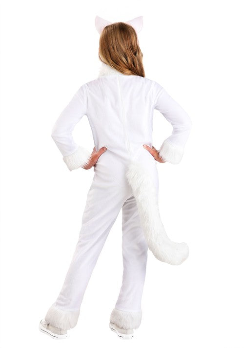 Kid's Big Tailed White Cat Costume - US 4974