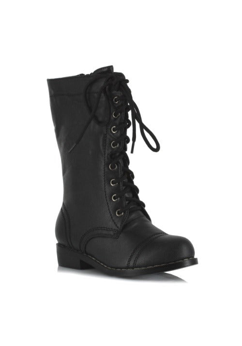 Kid's Black Military Costume Boots - US 8953