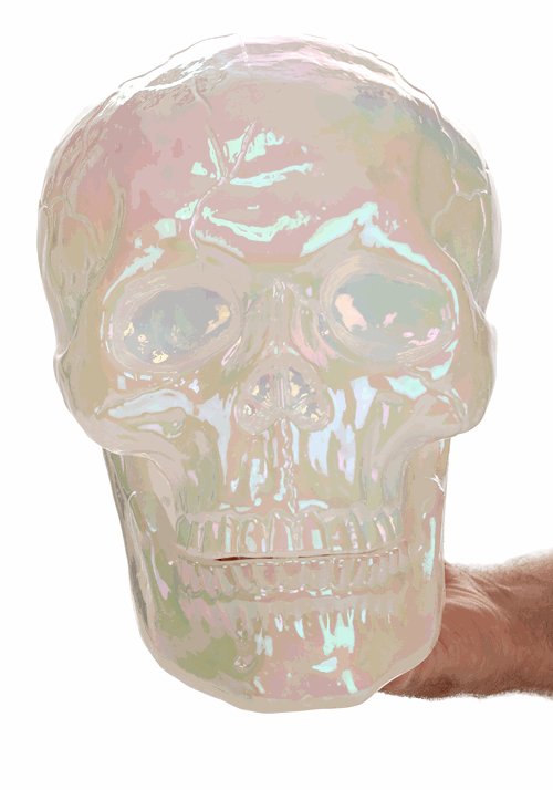 10-Inch Large Pearl Oil Slick Skull Halloween Decoration - US 4145