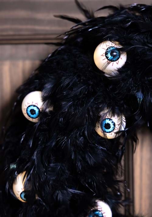 16-Inch Light Up Spooky Eyes Halloween Wreath Decoration - US 8816